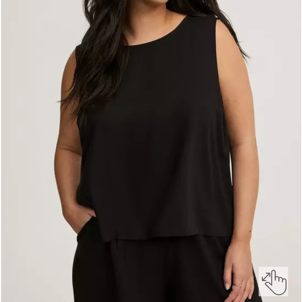 NWT TORRID Sleeveless Challis Black Top